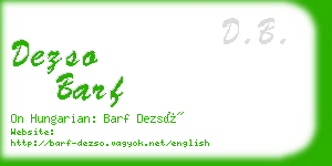 dezso barf business card